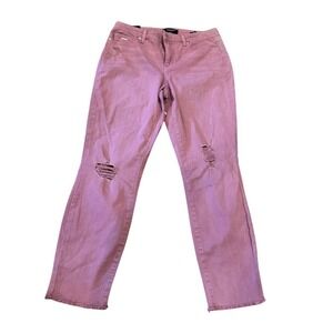 Nine West‎ Pink Distressed Gramercy Skinny Crop Jeans Size 8 NWT